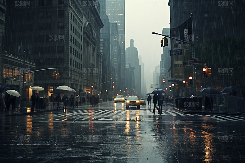 暴雨环境下雨摄影图