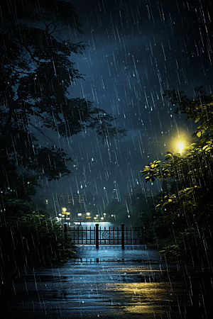 暴雨环境雨夜摄影图