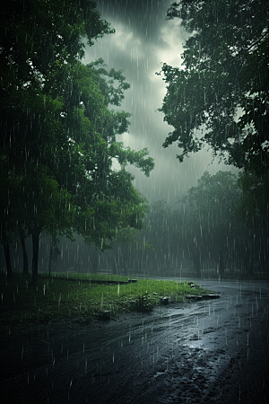 暴雨雨天自然摄影图