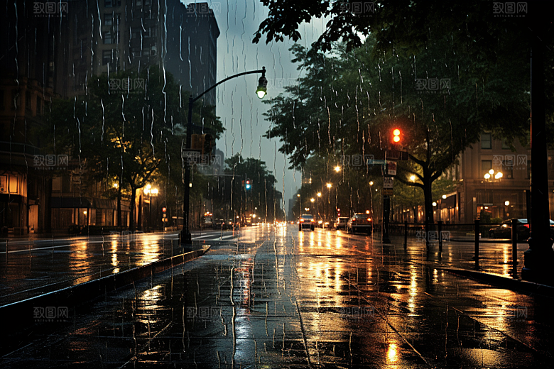 暴雨雨夜安静摄影图