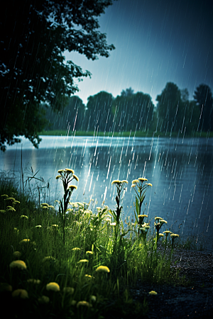 暴雨雨夜高清摄影图