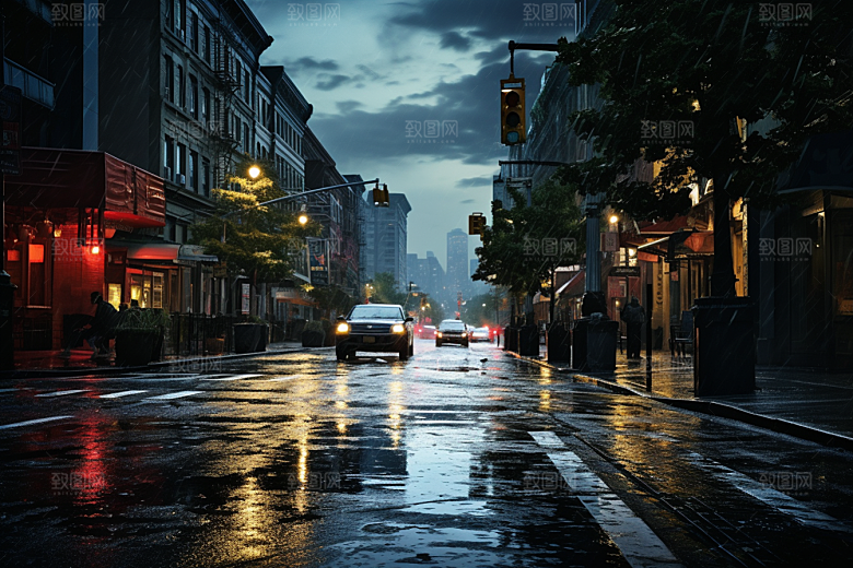 暴雨自然雨夜摄影图