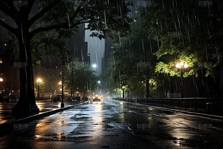 暴雨大雨户外摄影图
