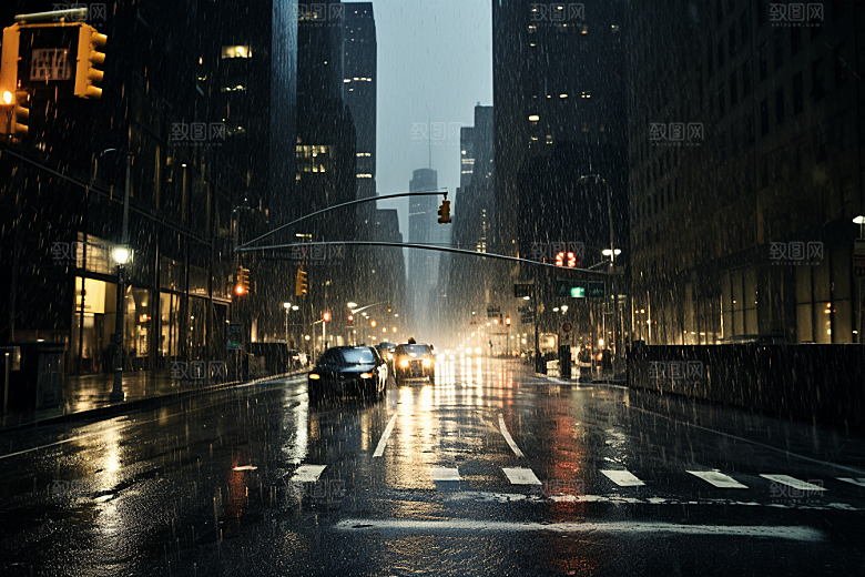暴雨自然雨夜摄影图