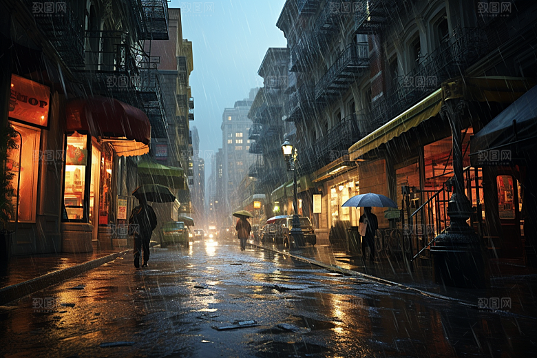 暴雨高清雨天摄影图