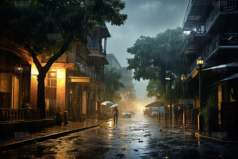 暴雨下雨雨夜摄影图