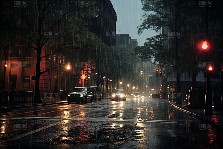 暴雨自然雨夜摄影图