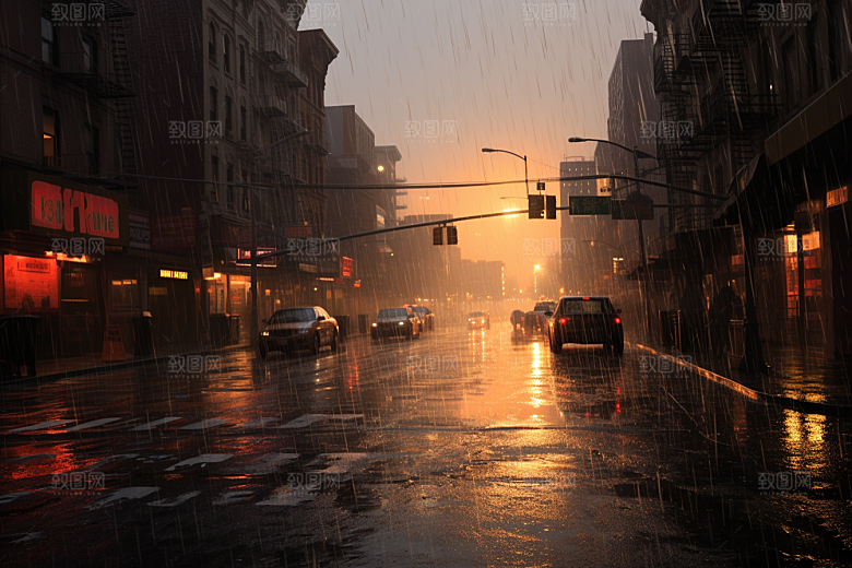 暴雨户外大雨摄影图