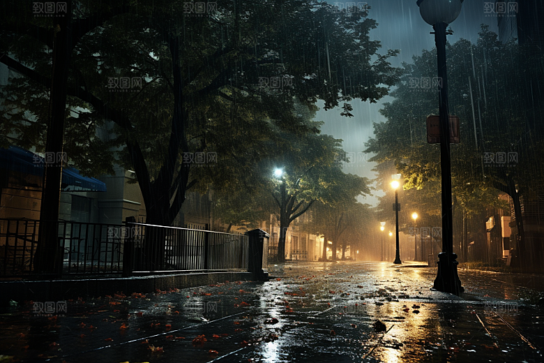 暴雨雨夜高清摄影图