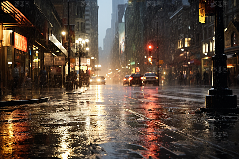 暴雨雨夜雨天摄影图