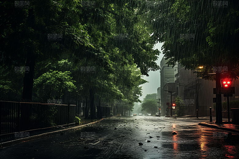 暴雨安静下雨摄影图