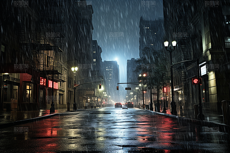 暴雨户外大雨摄影图