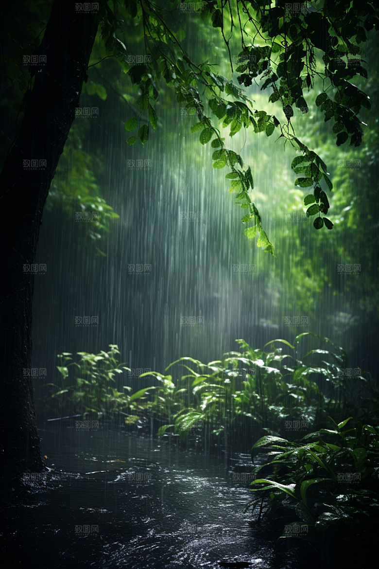 暴雨雨夜户外摄影图