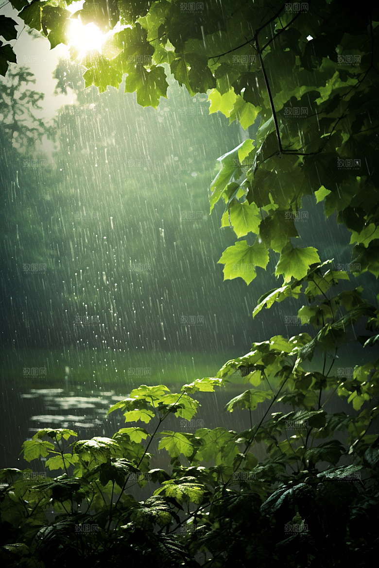 暴雨安静下雨摄影图
