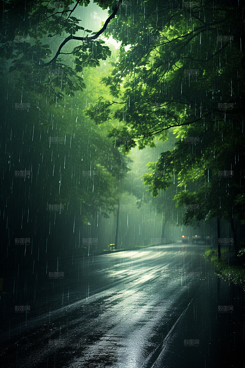 暴雨室外环境摄影图