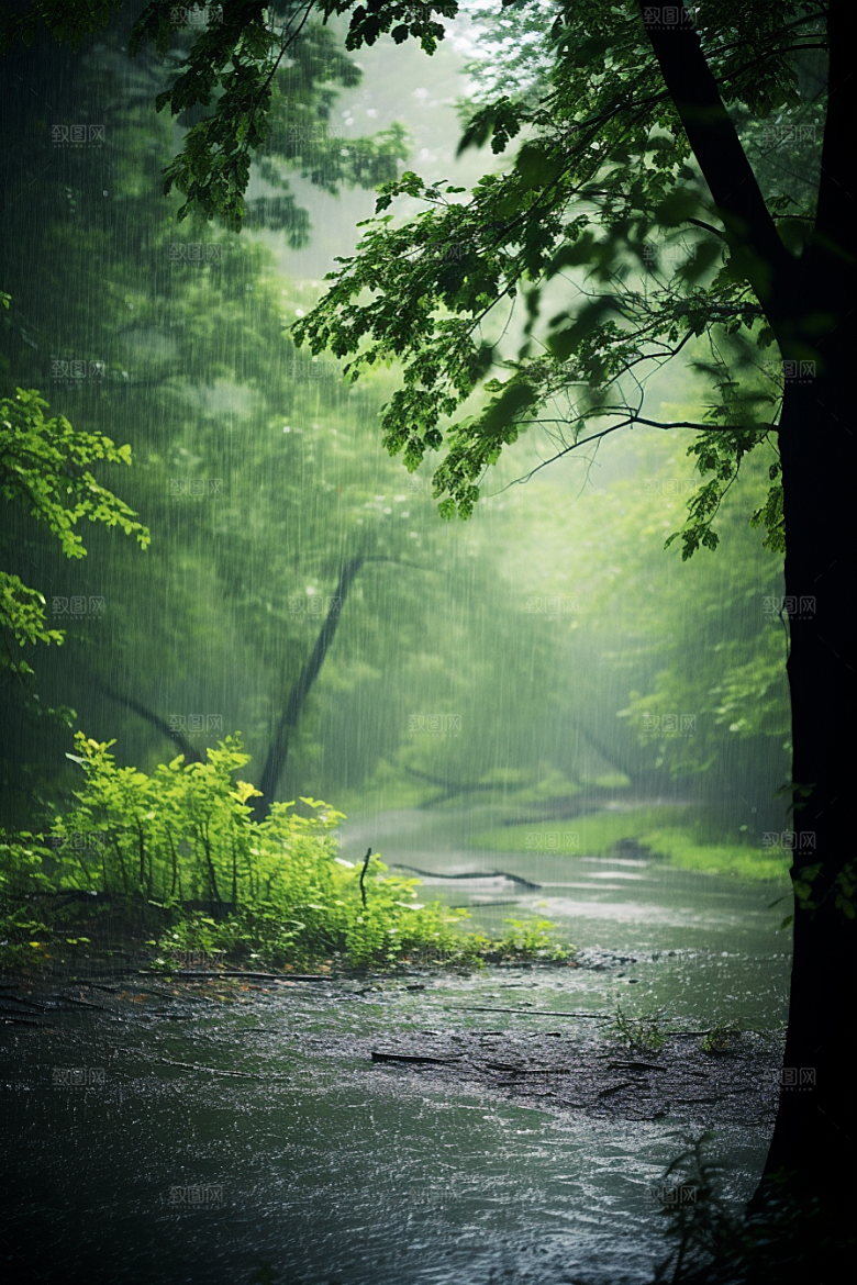 暴雨雨夜环境摄影图