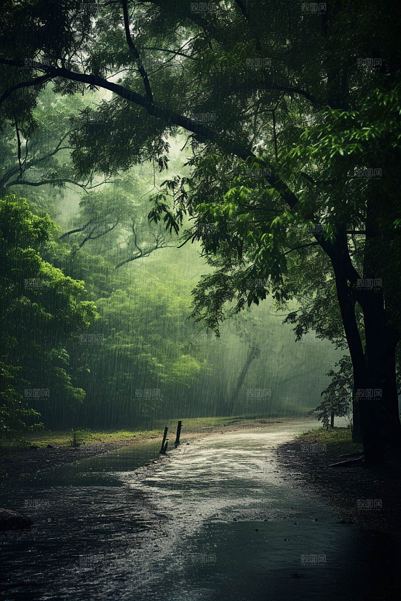 暴雨雨天自然摄影图