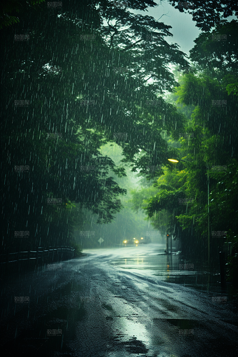 暴雨安静雨夜摄影图