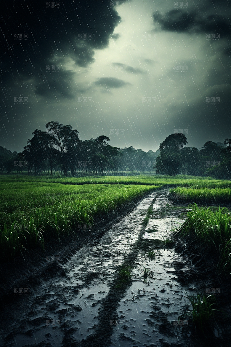 暴雨自然雨夜摄影图
