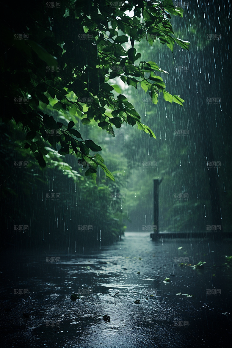 暴雨室外下雨摄影图