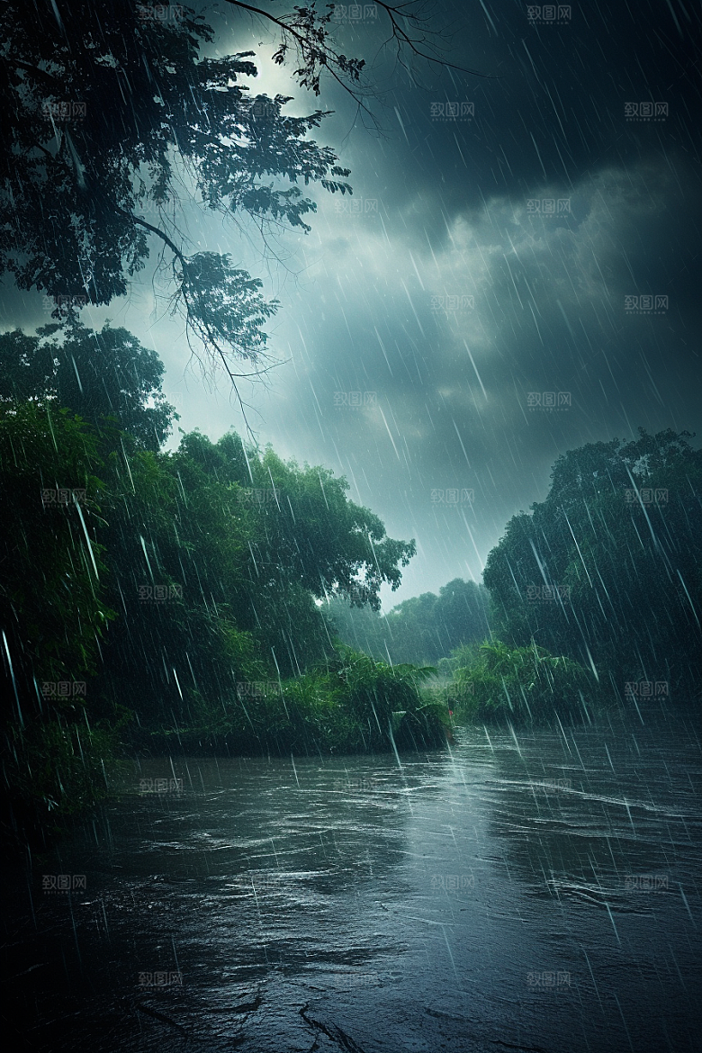 暴雨安静雨天摄影图