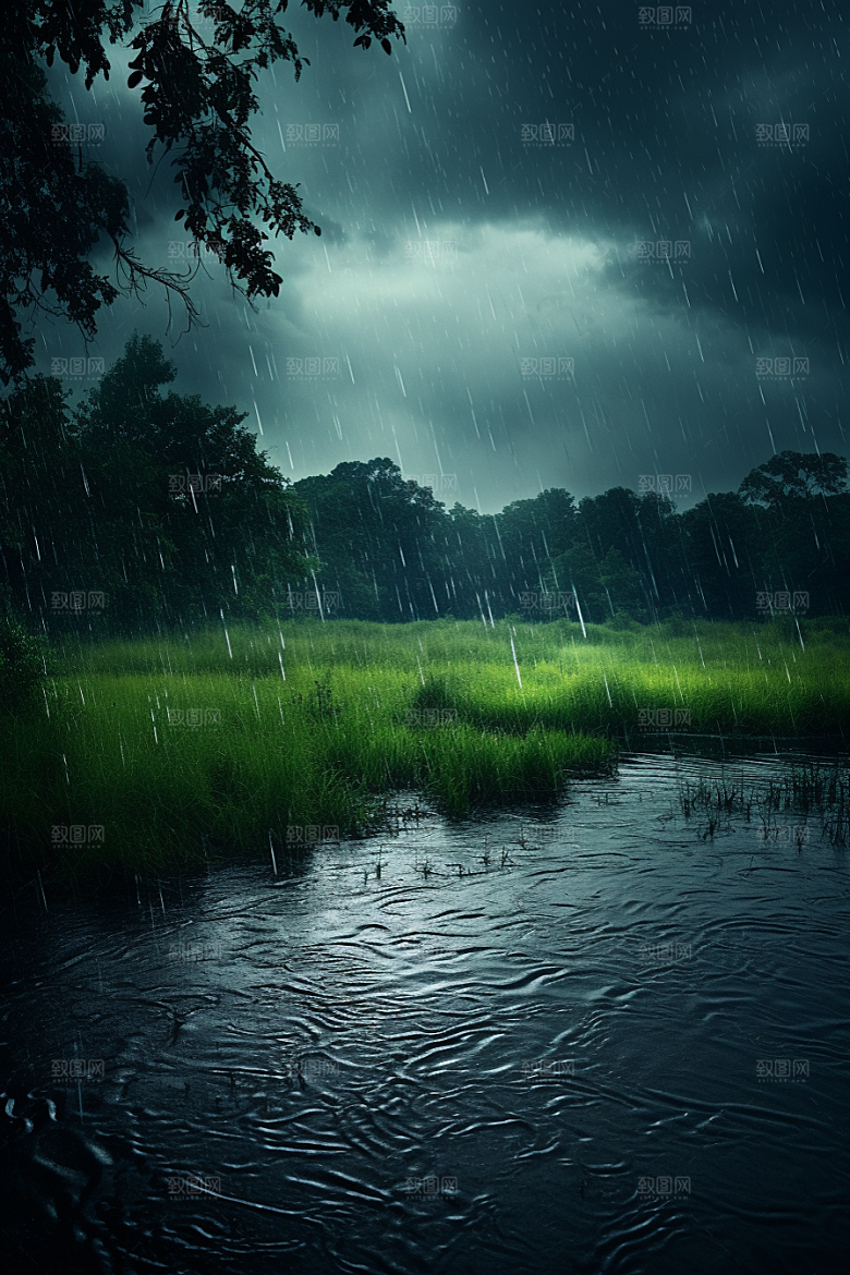 暴雨大雨室外摄影图