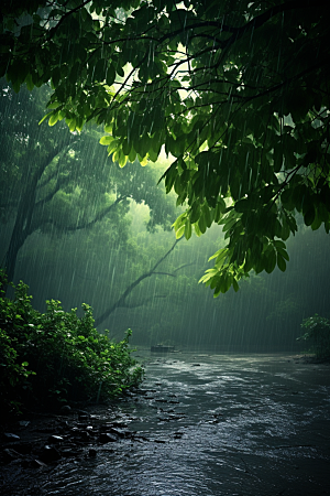 暴雨自然大雨摄影图