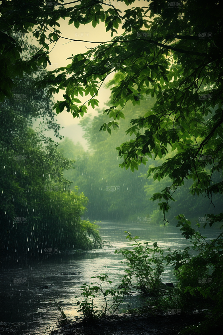暴雨环境雨夜摄影图