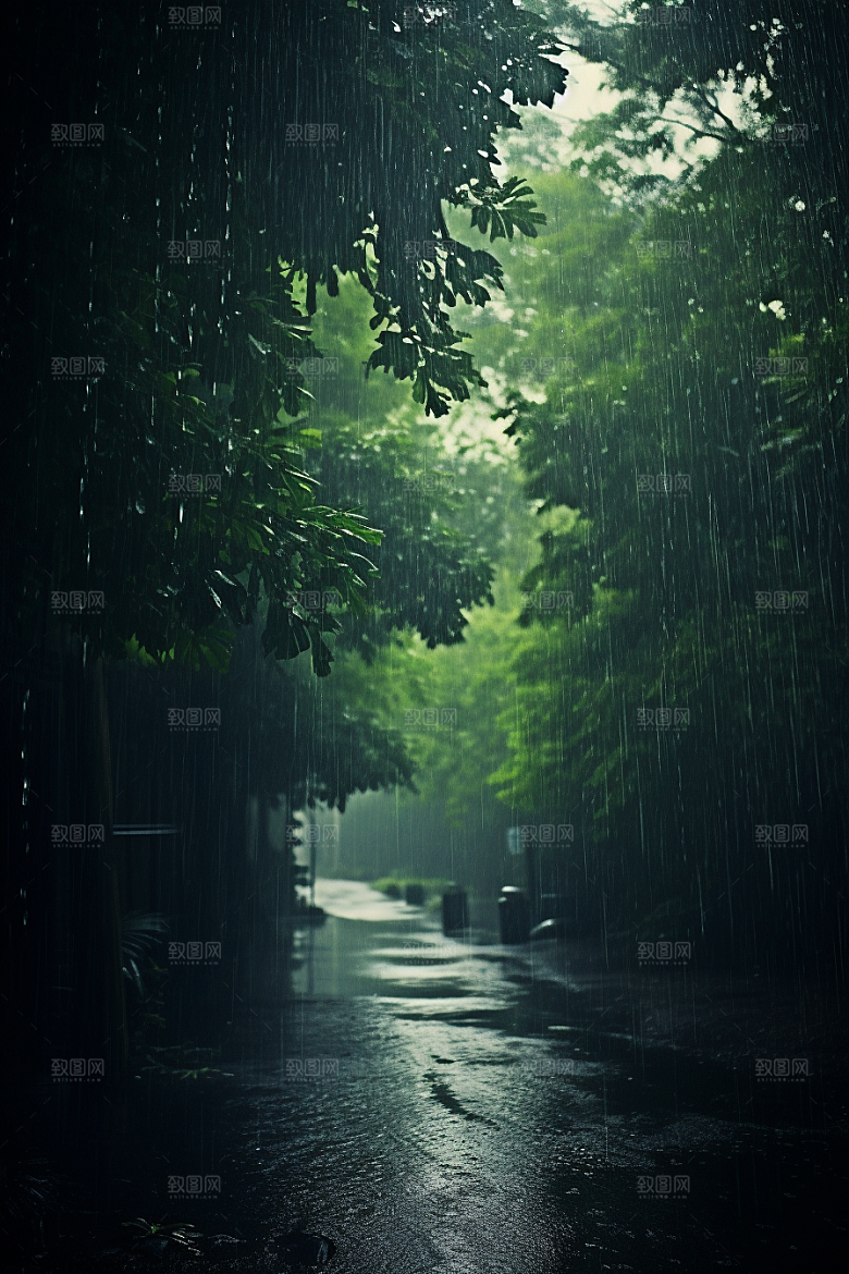 暴雨安静大雨摄影图