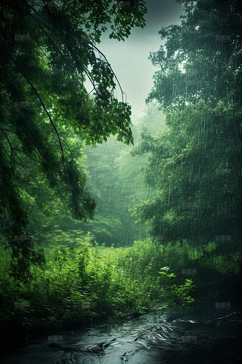 暴雨环境室外摄影图