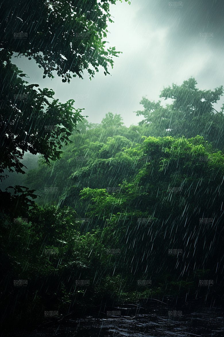 暴雨户外雨天摄影图