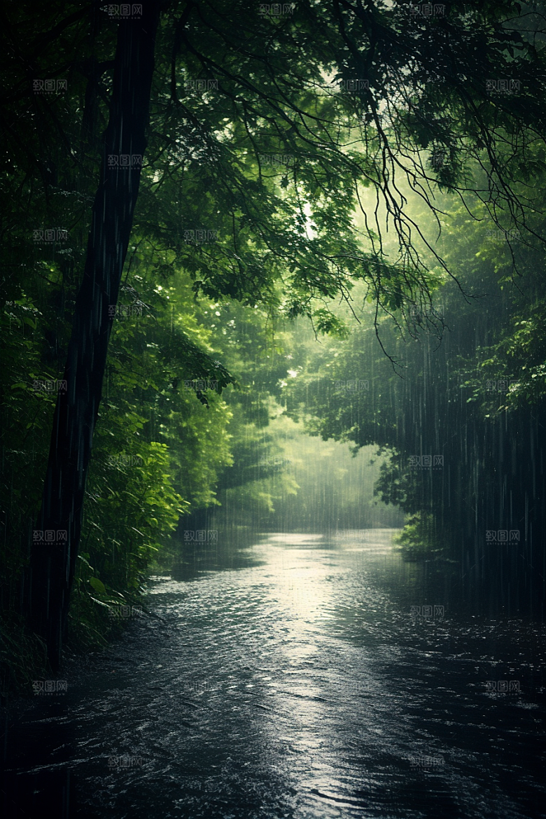 暴雨雨夜大雨摄影图