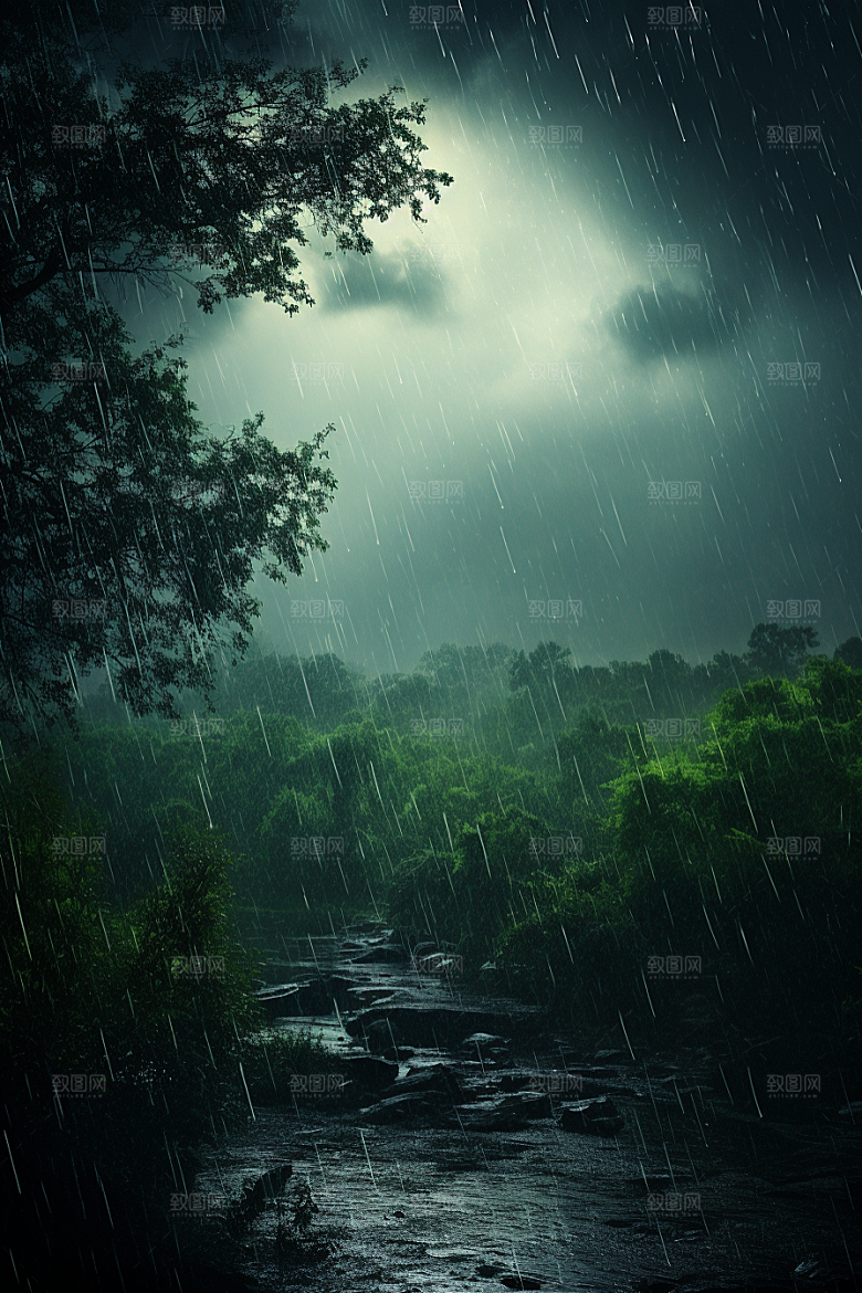 暴雨室外雨夜摄影图