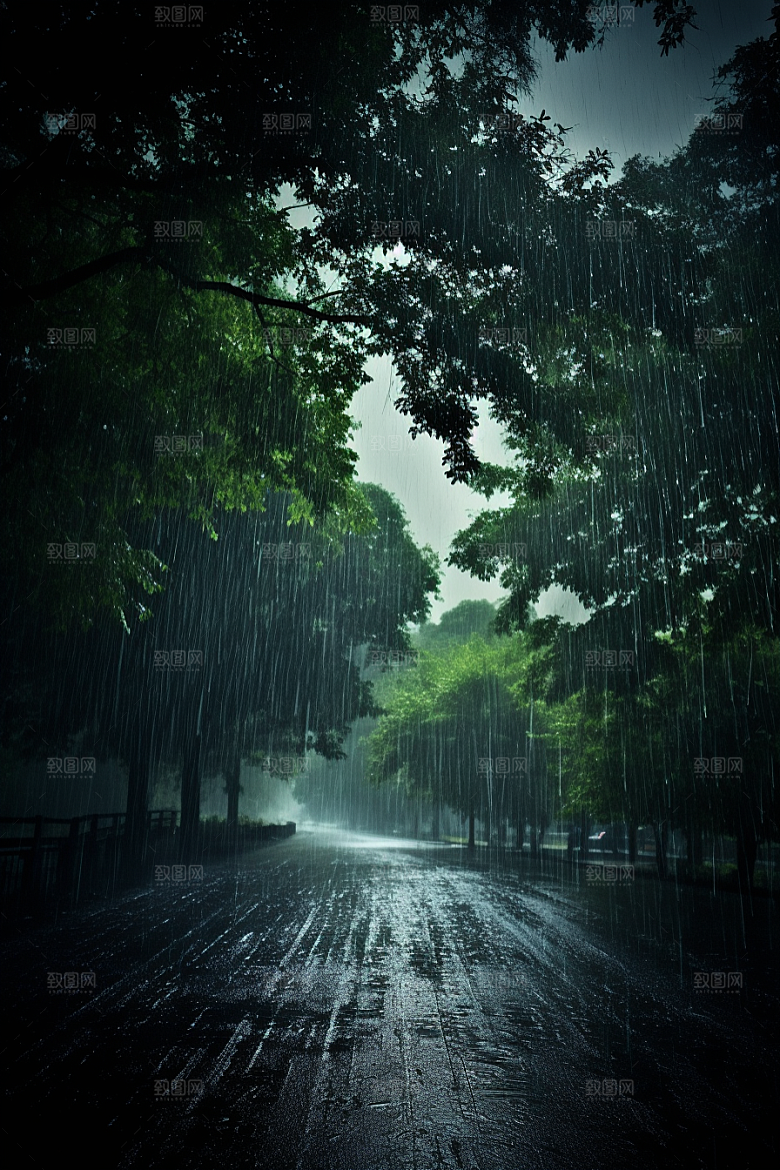 暴雨雨天自然摄影图