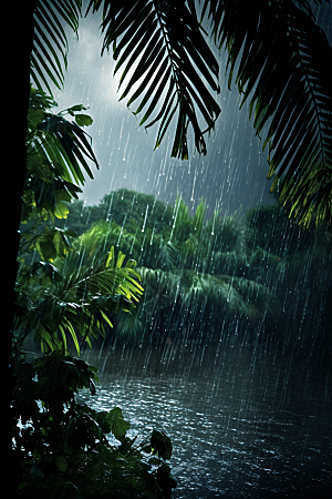 暴雨雨夜雨天摄影图