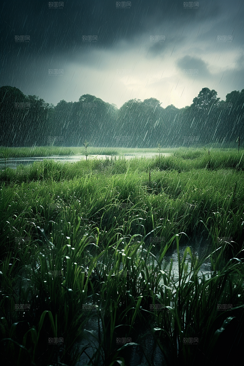 暴雨雨夜环境摄影图