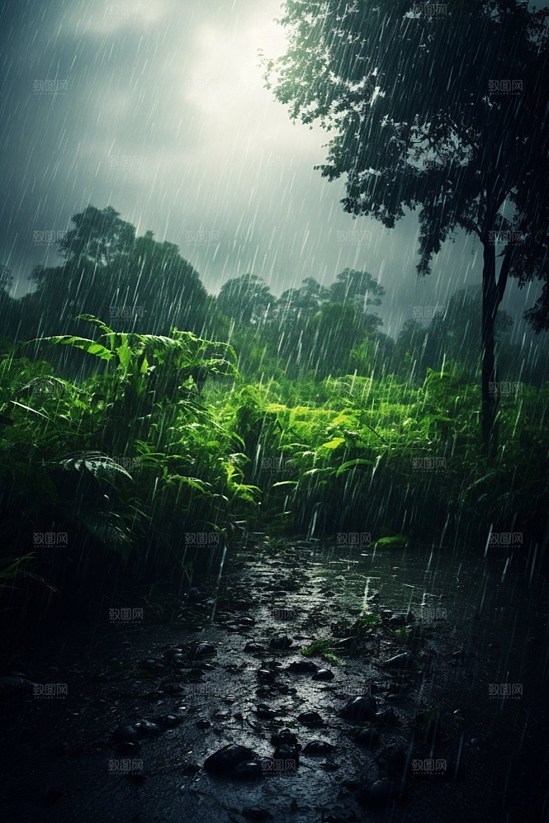 暴雨自然下雨摄影图