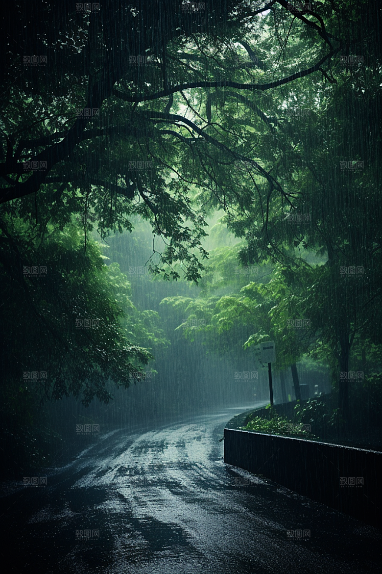 暴雨雨夜下雨摄影图