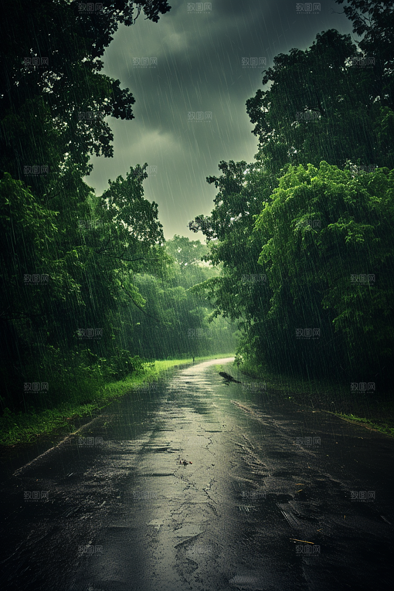 暴雨雨夜户外摄影图