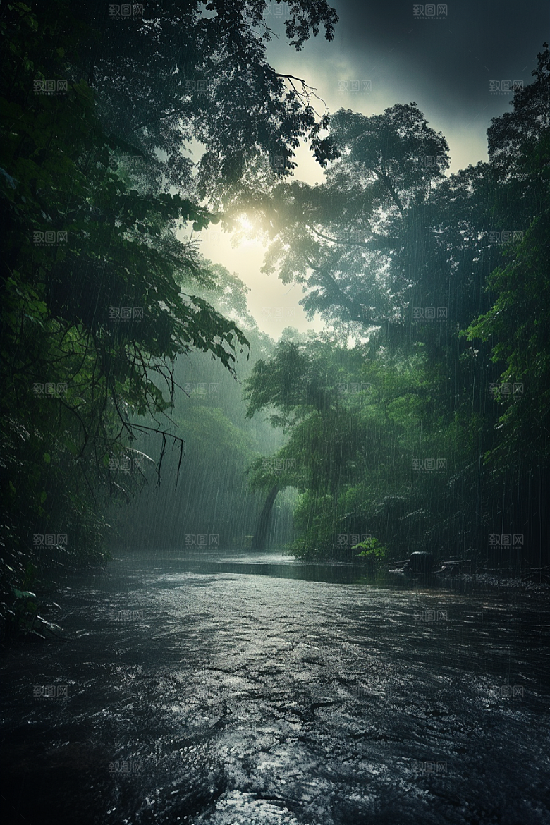 暴雨下雨室外摄影图