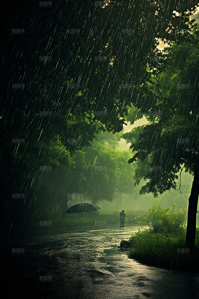 暴雨雨夜雨天摄影图
