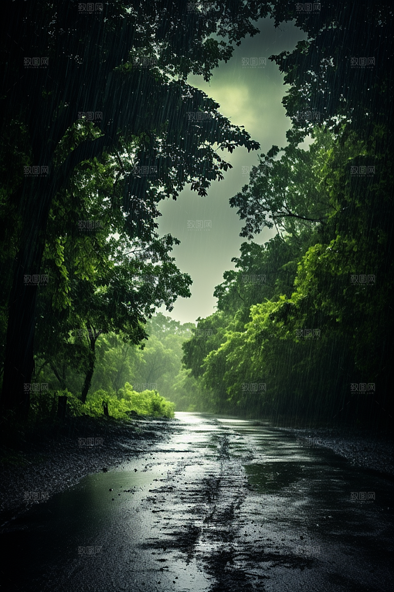 暴雨雨天户外摄影图