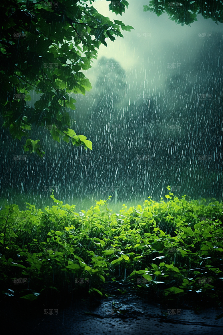 暴雨安静下雨摄影图