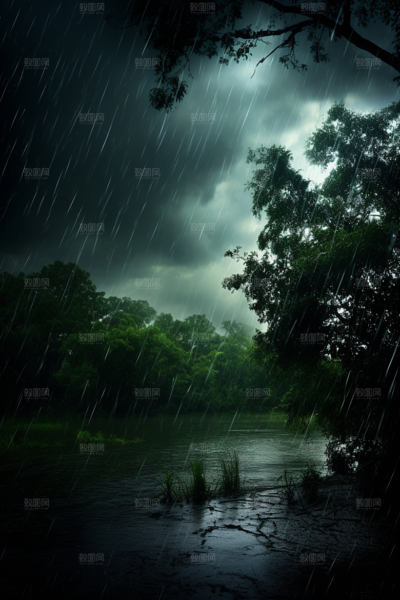 暴雨雨天自然摄影图