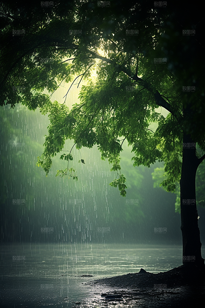 暴雨雨天室外摄影图