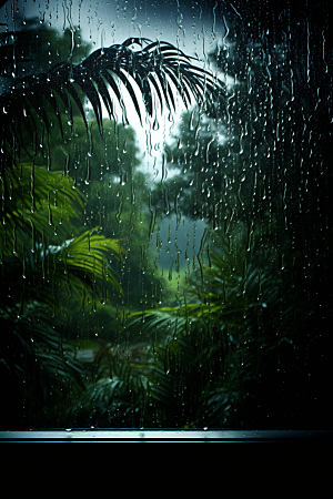 暴雨雨夜室外摄影图