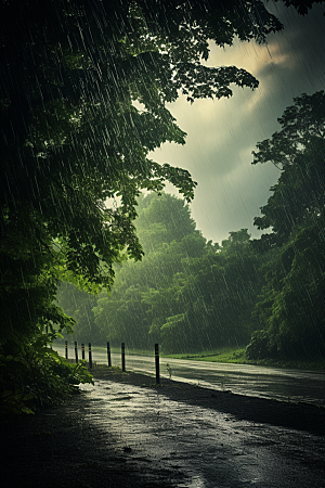 暴雨户外大雨摄影图