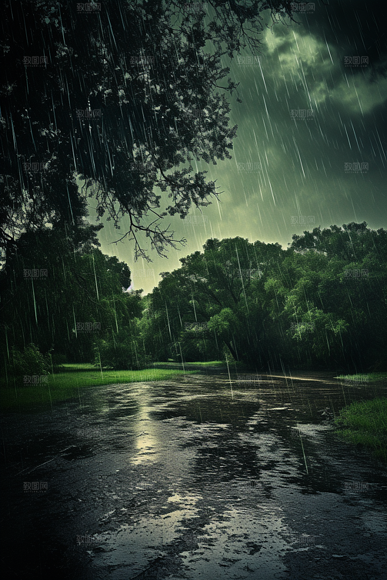 暴雨雨夜自然摄影图
