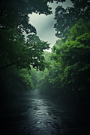 暴雨自然雨夜摄影图