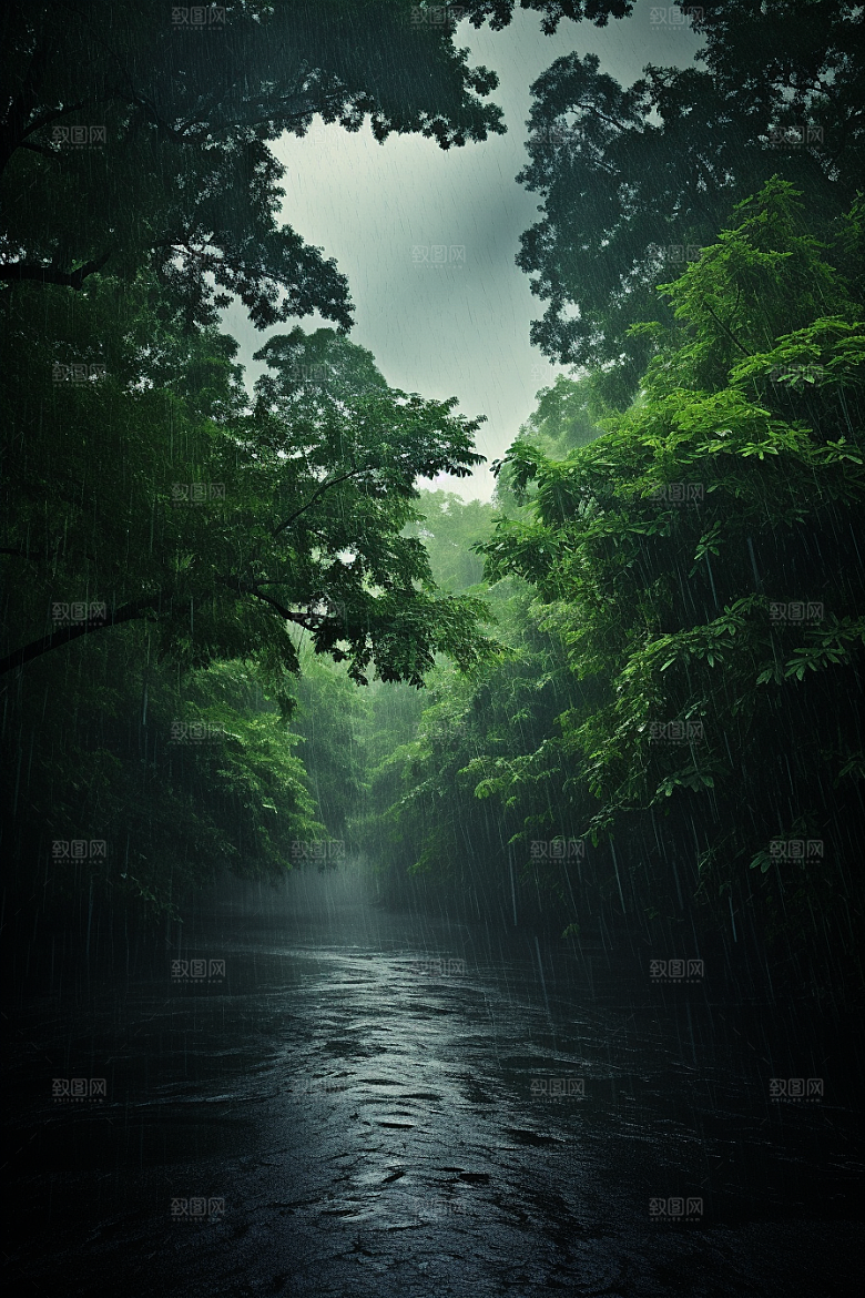 暴雨自然雨夜摄影图